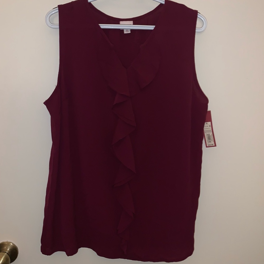 NWT Merona Cherry Tank Top with Ruffle Detailing